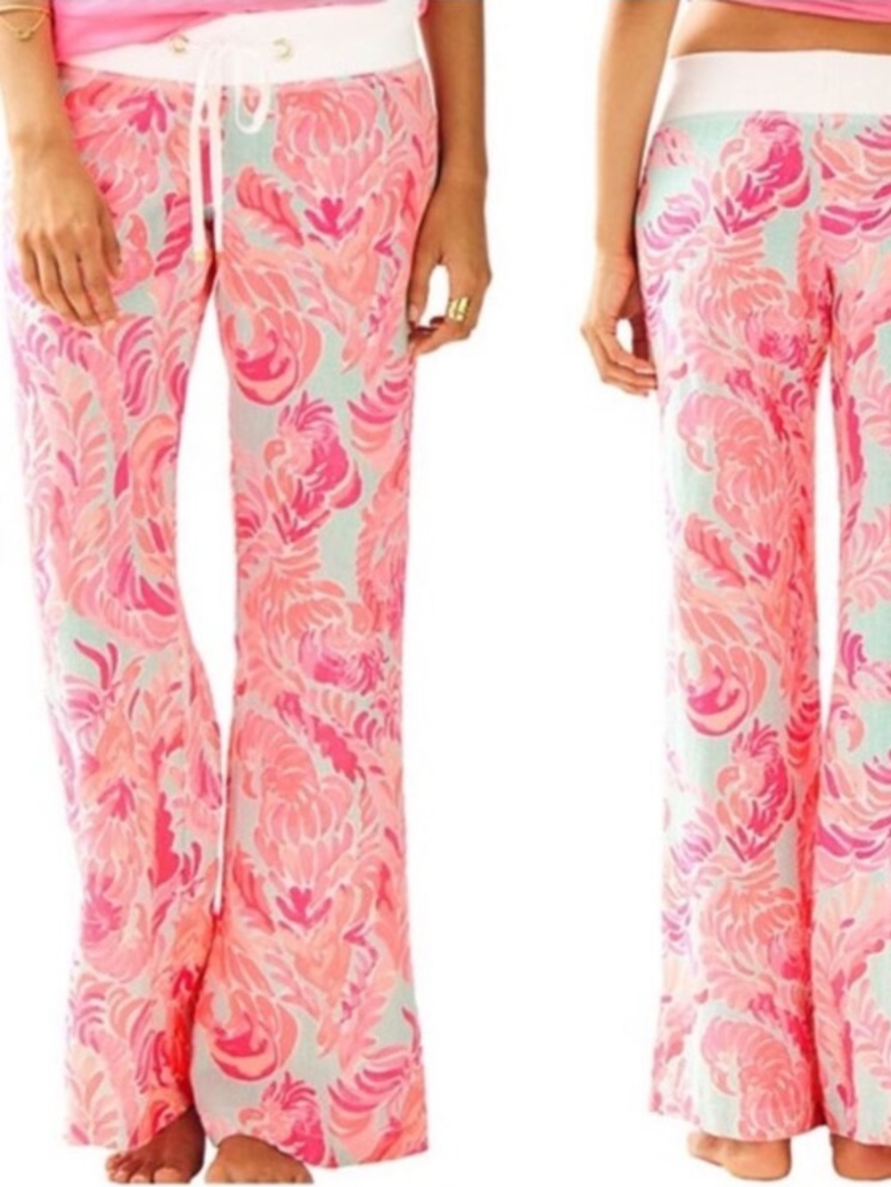 Lilly pulitzer linen beach pants love birds M